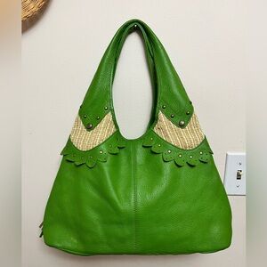 Kate Landry Green leather shoulder bag